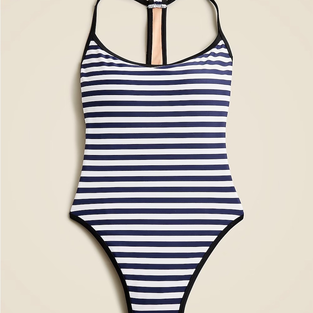 Striped Navy and White Women's Swimsuit NWOT Size 6